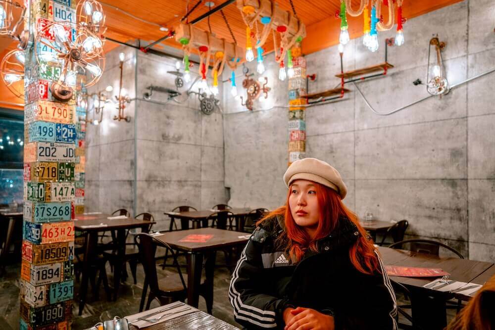 Lonely woman in a restaurant